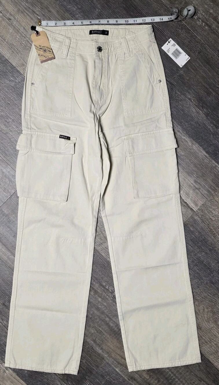 NWT Buffalo David Bitton Low Rise Straight Cargo Pants Turtledove Size 24 $119